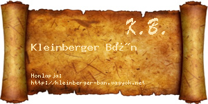 Kleinberger Bán névjegykártya